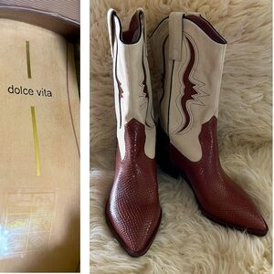 Dolce Vita Tan/ Cream Leather Cowboy Boots Brand New 
No Box
Never Used